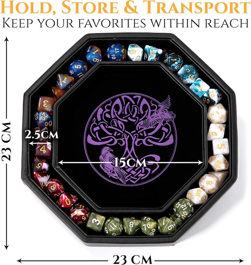 Soar Forge DND Dice Tray - Premium 9 Inch Tray Dungeons and Dragons - Exquisitely Detailed Purple World Tree & Triquetra Design - Perfect Rolling & Box Storage to Protect Your Dice for D&D and RPG - Image 3